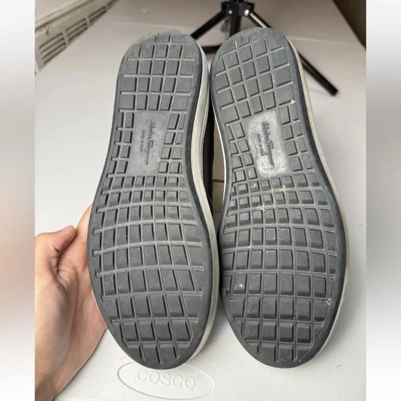 Salvatore Ferragamo Men Sz 8.5 EE Loafers navy leather uppers slip-on sneakers - Picture 5 of 13